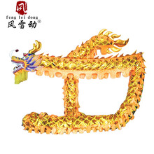 风雷动 FLD-WL9节黄色烫金舞龙道具龙灯服装舞狮龙狮表演龙头布龙钢丝龙套装大游龙单龙