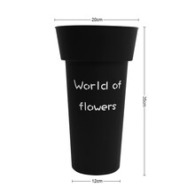 醒花桶醒花桶插花花瓶塑料养花桶家用塑料用品大号铁皮花桶干花特 圆形花桶黑色小号 大