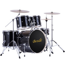 博仕德 架子鼓儿童成人爵士鼓练习入门初学者专业演奏5鼓2镲3镲4镲乐器 【演奏级】黑色/5鼓3镲(双版支架+大礼包)
