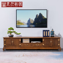 贡艺名居红木家具 非洲鸡翅木（学名：非洲崖豆木）电视柜全实木影视柜客厅地柜置物柜中式卧室储物柜 长217*宽47*高52 整装