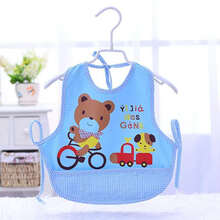 楚歌质优品【2件装】宝宝水食饭兜围兜婴儿无袖罩口水巾围嘴小孩吃饭 蓝色小熊 小号(建议一岁以内的宝宝穿)