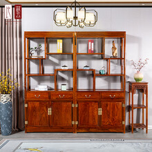比艺 红木家具非洲花梨（学名：刺猬紫檀）中式实木博古架客厅多宝阁隔断置物架古董架储物柜展示柜 博古架 一对