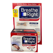 Breathe Right鼾克贝悦诺72片装打鼾打呼通鼻通气鼻贴鼻舒乐增强型鼾贴 红色鼻贴适用普通肌肤72片*1盒