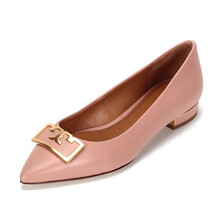 托里·伯奇 TORY BURCH 奢侈品 TB女鞋 牛皮革GIGI尖头单鞋平底鞋深粉色 65187 689 6/36.5码