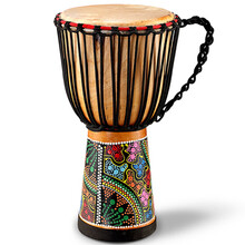 非洲鼓演出表演非洲鼓儿童手拍鼓成人山羊皮寸寸寸寸手工印尼非洲鼓初学者练习鼓 8寸原木彩绘(鼓包、背带、手铃、电子教程)