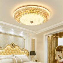 风木之思 欧式圆形客厅灯简欧led水晶吸顶灯大厅奢华大气卧室灯餐厅灯简约现代灯具套餐 XD520直径50CM 三色变光