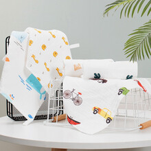 优米熊 毛巾 纯棉4层纱布方巾5条装 A类棉花糖婴儿口水巾 全棉儿童洗脸巾方巾宝宝小毛巾 28*28cm*5 男童款