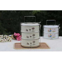 搪瓷饭盒经典老式搪瓷保鲜食提篮便当饭盒手提饭盒饭缸 蒲公英3层TW101