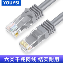 YOUYSI 千兆六类网线 网络连接线 家用电脑宽带成品网线 灰色 2米