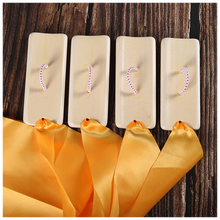 曲漾儿童口才快板舞蹈表演手指板广场舞竹夹板红绸快板一付4片 金黄【三角巾绸】