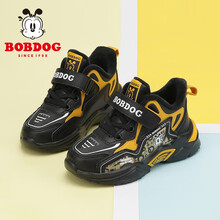 巴布豆童鞋儿童运动鞋男童老爹鞋儿童棉鞋冬季加绒2020运动鞋 05093黑姜黄 26
