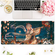 海琴烟 鼠标垫大号动漫二次元女生锁边护腕定制超大电脑办公电竞游戏键盘垫桌垫 月下起舞 500x1000x4mm