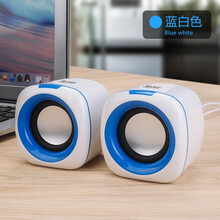 笔记本小音响电脑台式音箱立体环绕迷你手机低音炮USB便携家用 蓝白色