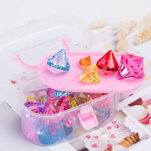 儿童串珠手工diy制作材料宝石玩具手链项链女孩穿珠礼物益穿珠子 手提盒亚克力钻石套装款 不加材料包和弹力