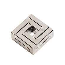 魔puzzle金锁10级box盒子解密解锁玩具鲁班锁九连环孔明锁铁铜合金智力锁扣烧脑成人玩具 四方锁