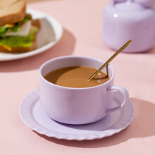 摩登主妇家用下午茶杯茶具套装陶瓷杯咖啡器具咖啡杯碟欧式小奢华 杯碟紫色