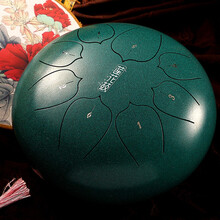 hluru鲁儒莲花鼓8音12英寸空灵鼓初学者钢舌鼔色空鼓手碟儿童打击乐器 12寸8音莲花款（孔雀石）