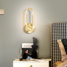 VVS美学灯 现代简约壁灯卧室床头led灯楼梯客厅背景墙壁灯可旋转过道墙壁灯 金色12*30*7cm三色变光