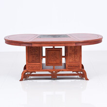 DFJXW F红木家具缅甸花梨（学名：大果紫檀）茶桌椅组合实木新中式办公室功夫茶艺桌泡茶几 单腰型茶桌