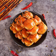 香辣蟹罐装一元蟹小螃蟹熟食即食海鲜全母大闸蟹麻辣蟹钳零食 350克公母(香辣味)