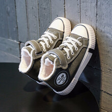 回力童鞋2020冬季新款男童棉鞋宝宝布鞋女童加绒冬鞋儿童保暖鞋123 20-377军绿 27码/185内长约18CM