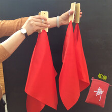 快板儿童口才教学快板红绸夹板广场舞表演手指板舞蹈道具一付4片 舞蹈快板红色方巾绸C侧+袋