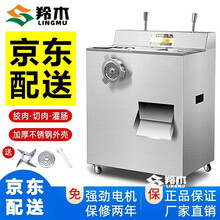 羚木 绞肉机商用大型绞切肉机绞切两用机酒店用大功率电动不锈钢多功能切菜机切片机切丝机灌肠机绞馅机 配置1型(非防锈型 )