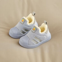 品牌上新 儿童二棉鞋男童 加绒软底女孩鞋子冬季中小童板鞋宝宝冬鞋薄绒2岁 蓝色 21