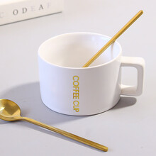 简约陶瓷小咖啡杯带盘套装情侣马克杯小精致牛奶下午茶杯套装 亮白色(一杯一勺) 150ml