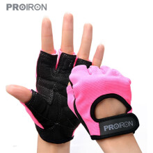 PROIRON 健身手套女士防滑耐磨透气半指器械训练运动户外骑行哑铃举重登山手套 P6粉色