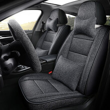2021款丰田致炫X/L/威驰FS专用座套亚麻全包四季通用汽车坐垫布艺 豪华版黑灰色