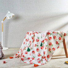 婴儿浴巾新生儿襁褓巾双层竹棉纱布婴儿盖毯 清新红橙-110X158cm