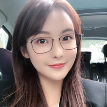 圣雅诗蒂 防蓝光辐射眼镜女电脑近视眼镜框架护眼睛有度数超轻个性平光镜 黑金色 【配近视 防辐射】1.56非球面,留言度数