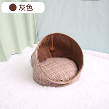 猫窝四季通用夏天凉窝半封闭式猫房子别墅网红可拆洗宠物猫咪用品 经典棕色(20斤以下猫咪) 标配 (收藏加购优先发货)