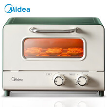 美的（Midea） 家用台式迷你电烤箱 12L 网红烤箱 精准控温烘焙烘烤 电烤箱 PT1203 森墨绿丨精致小烤箱丨日式复古