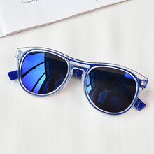 儿童太阳镜小孩墨镜男女童时尚眼镜宝宝卡通玩具眼镜框 蓝色框-蓝镜片