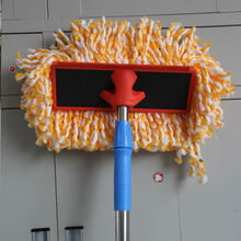 软毛线刷线棉线吸水刷子伸缩杆洗车拖把轿车刷汽车除尘掸 1.3米不锈钢杆+线带刮水刷头