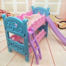 芭比床30厘米欧式公主床上下铺双层双人床卧室家具女孩玩具 大双层床+被子+枕头