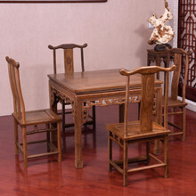 慢象红木家具非洲鸡翅木（学名：非洲崖豆木）餐桌椅组合  全实木八仙桌四方中式棋牌桌家用八仙桌正方形 官帽椅五件套