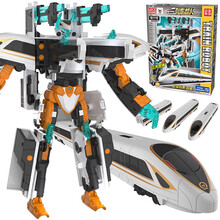 【新品现货】灵动创想列车超人高铁动车火车变形合体玩具火车金刚飞侠和谐号男孩机甲合体全套儿童礼物 列车超人三合体变形-复兴号CR400BF