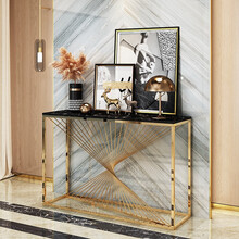 壹皓 北欧轻奢玄关桌简约现代餐边桌大理石案台条几后现代不锈钢玄关台 金色 100*30*80 不锈钢80*30*80白色