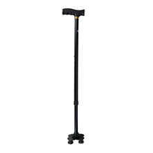 鸿竹 老人拐杖吸盘式四脚手杖伸缩防滑老年人拐杖铝合家用拐扙拐棍 黑色