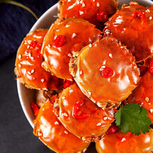 香辣蟹即食罐装熟食小螃蟹全母大闸蟹麻辣海鲜零食 350克公母3罐装