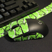 鼠标防滑贴 鼠标防滑贴片 GPW蜥蜴皮罗技EC2毒蝰吸汗手胶903等裁剪 荧光绿 黑迷彩 1.1mm