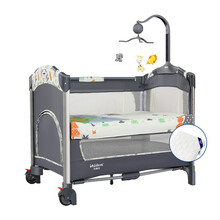 VALDERA瓦德拉多功能折叠婴儿床可对接大床儿童床 9193A长颈鹿豪华款+乳胶床垫