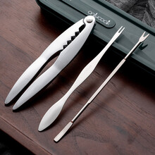 onlycook 家用吃蟹工具 蟹八件拆螃蟹三件套 大闸蟹针蟹钳夹子吃螃蟹神器 升级款3件套/绿色收纳盒