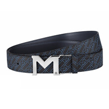 万宝龙MONTBLANC M_M_Gram 4810系列钯金M扣深蓝印花腰带127699 120*3.5cm