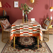 和庭家居台布餐桌布长方形餐厅高档布艺现代简约北欧风格桌布桌旗家用奢华欧式客厅轻奢拼接美式田园茶几垫布 橙色桌布 137*220cm（适合大餐桌）