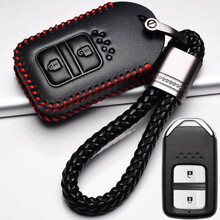 点骏 适用2021款广汽本田缤智XRV钥匙包17 18 19款缤智真皮钥匙套汽车锁匙扣专用 (A款黑红线+手绳)一键启动