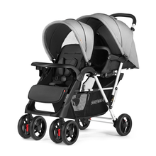 神马 shinema前后座双胞胎婴儿推车  轻便折叠高避震双人童车  二胎婴儿推车可进电梯738 银灰色